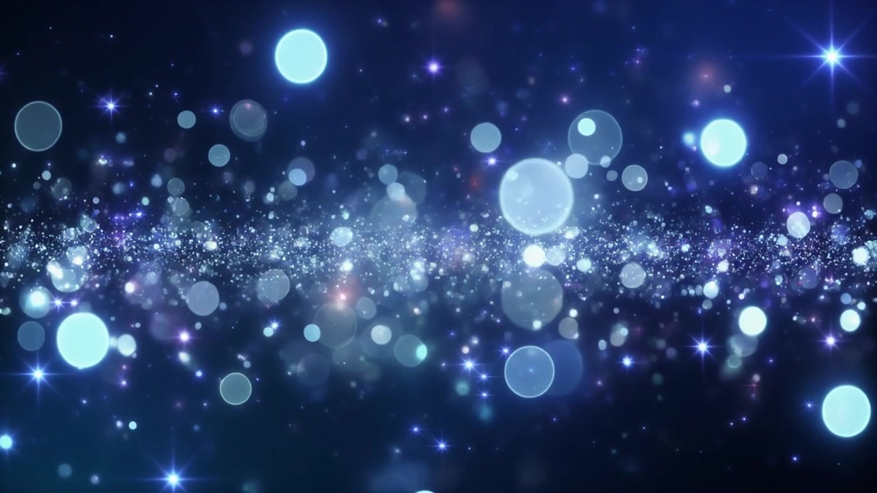 Abstract Blue Particles Floating in Dark Space