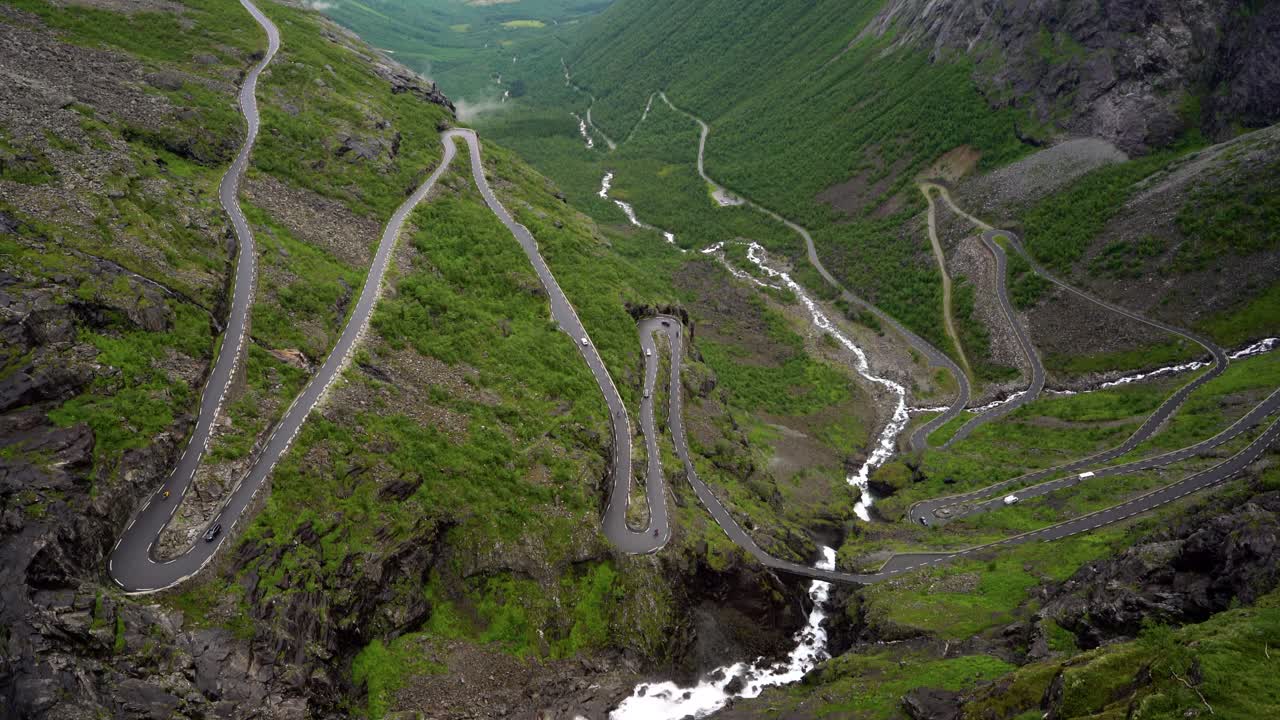 Troll's Path Trollstigen or Trollstigveien winding mountain road.