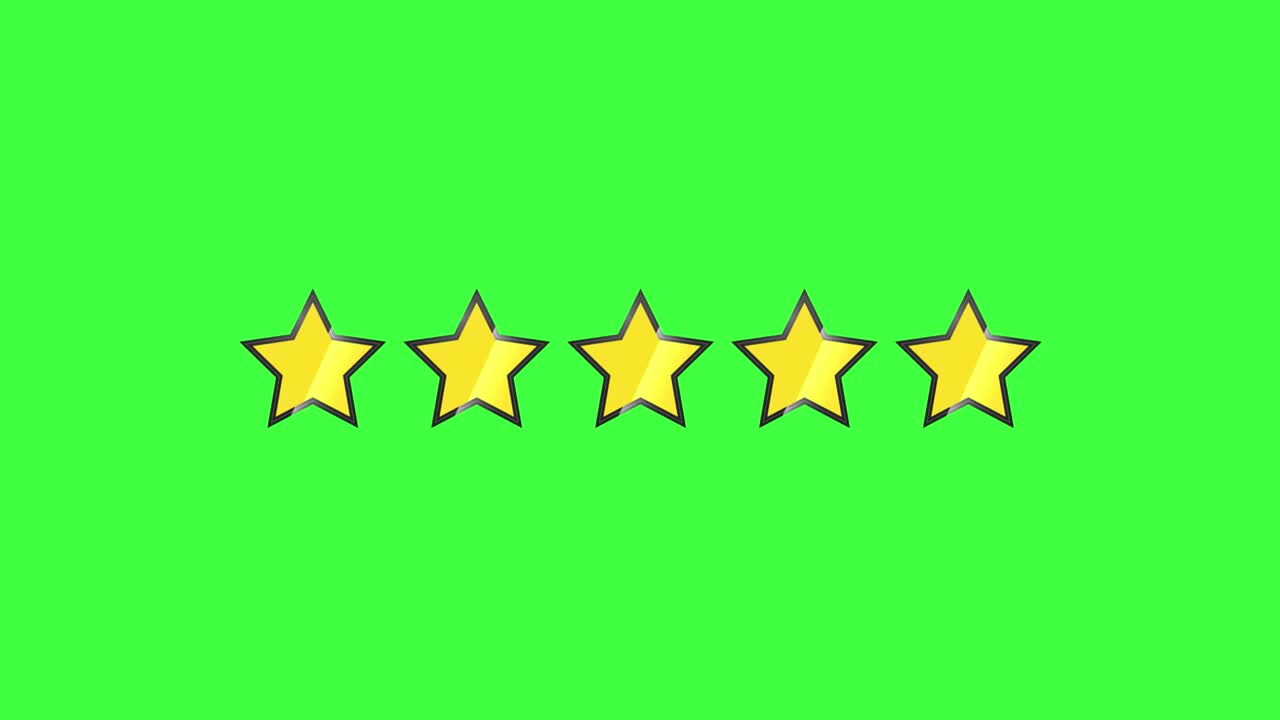 5 Stars Rating Green Screen background 4K