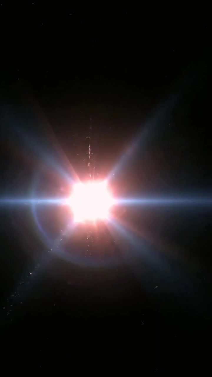 Bagliore cinematografico luminoso che si muove su sfondo scuro