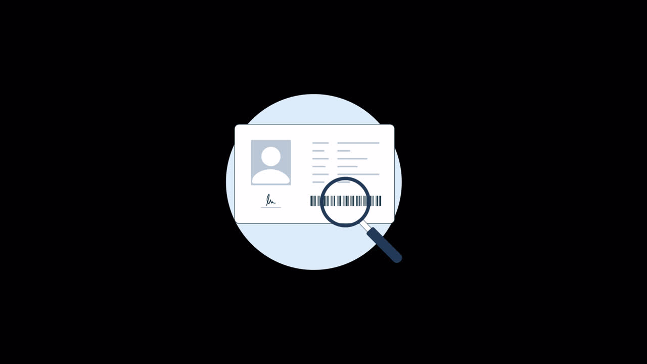 Identity Document Verification with Magnifying Glass and Checkmark