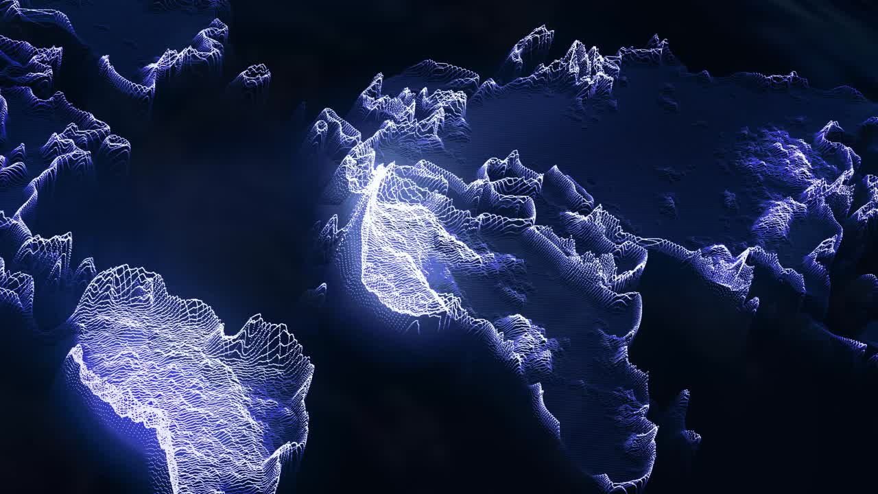 Mappamondo digitale astratto con animazione di linee ondulate futuristiche