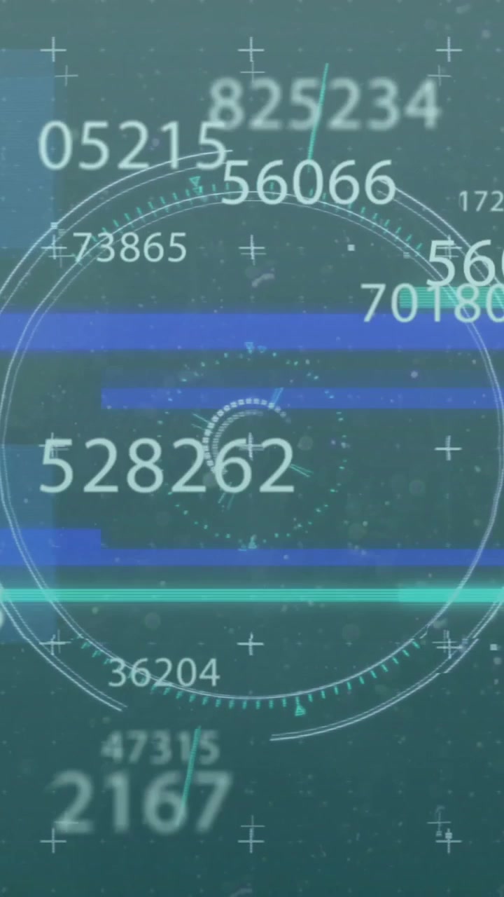 Animation of scope scanning and data processing over dark background