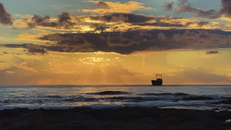 demetrios ii shipwreck at sunset in paphos, cyprus