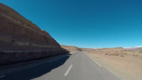 pov camera car on empty mountain road