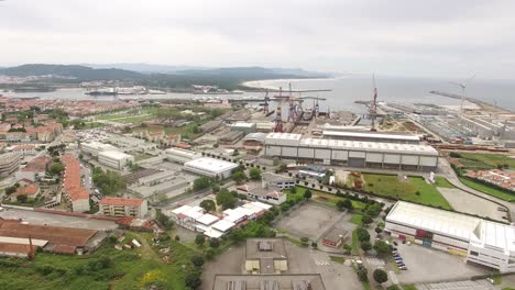 Flying-Over-Port-of-Viana-do-Castelo-in-Portugal