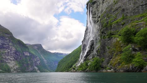 Geiranger-fjord,-waterfall-Seven-Sisters.-Beautiful-Nature-Norway-natural-landscape.