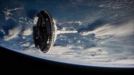 futuristic space satellite orbiting the earth