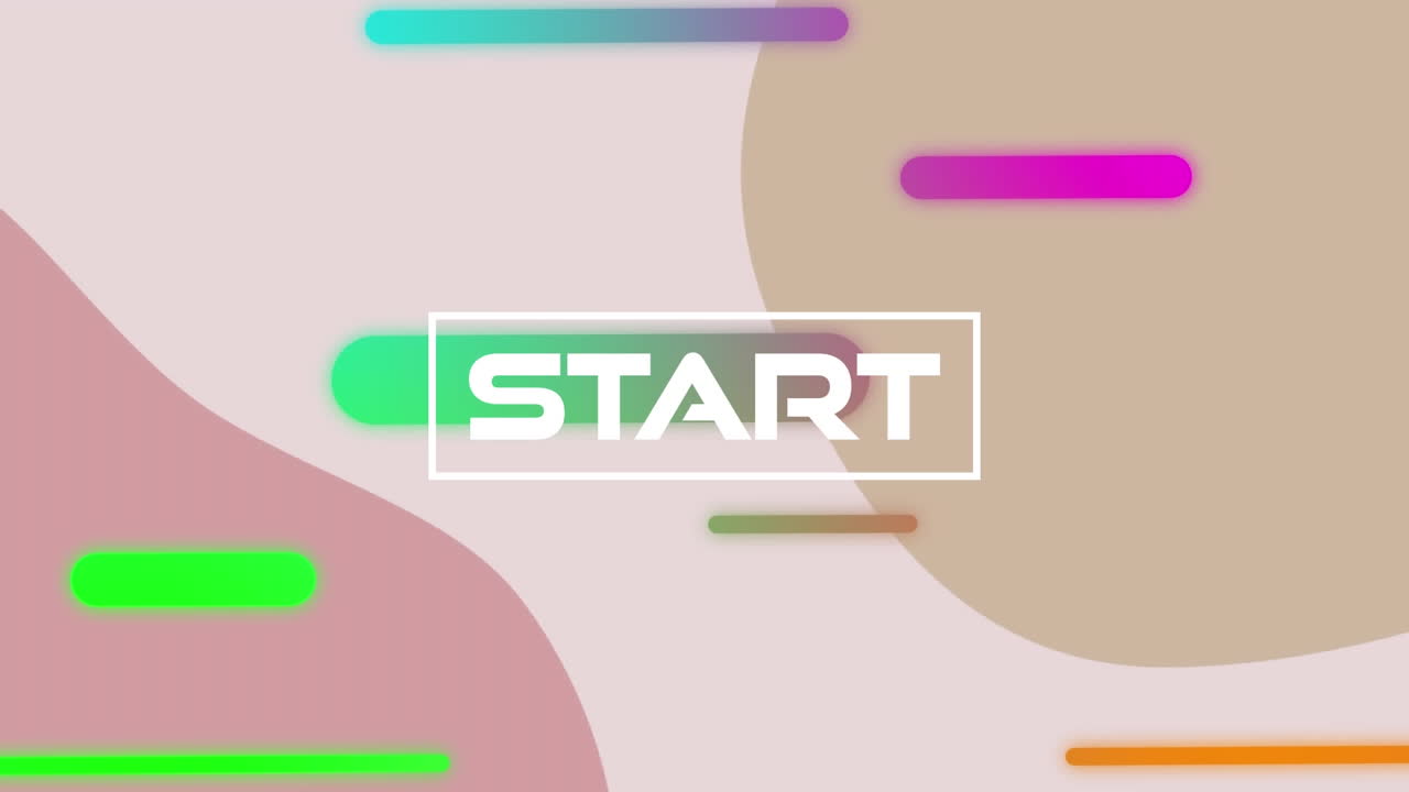 animación del banner de texto de inicio sobre senderos de luz coloridos contra un fondo rosa abstracto.