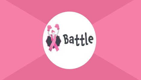 Animation-of-pink-ribbon-logo-and-battle-text-appearing-on-pink-background