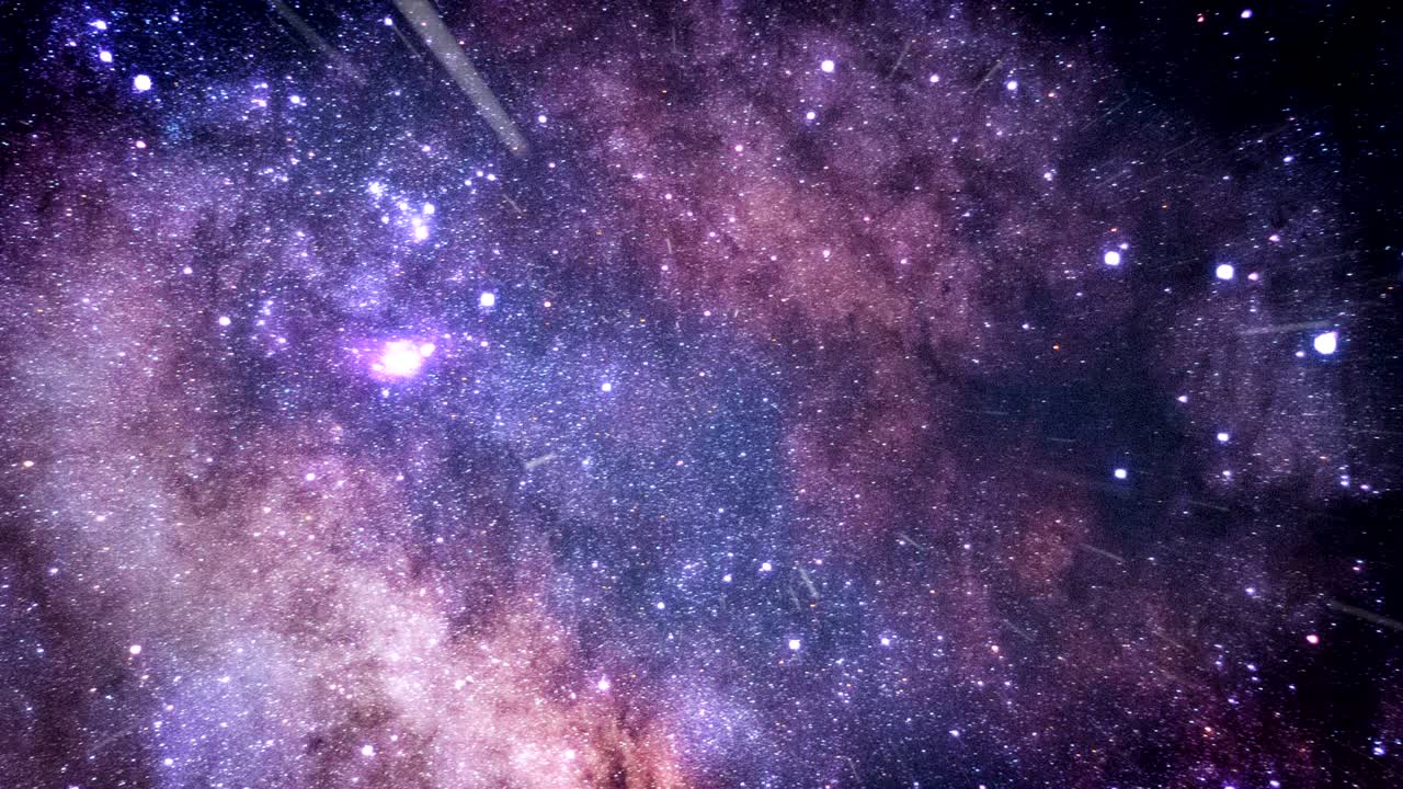 Volando attraverso campi stellari nello spazio. Viola