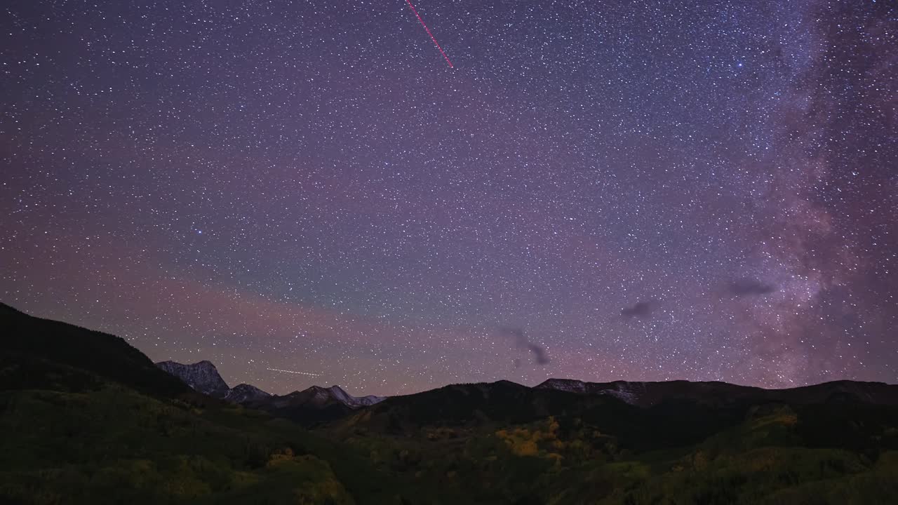 Rocky Mountains Elk Range Capitol Peak fourteen 14er Colorado dark night sky milky way galaxy starry clear skies satellite airplanes Time Lapse Aspen Snowmass White River National Forest Fall Autumn