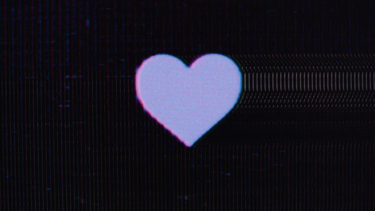 símbolo de glitching en forma de corazón, estilo analógico crt vhs, corazón retro, hermoso gráfico del día de san valentín