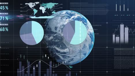 animación del procesamiento de datos y las estadísticas en todo el mundo