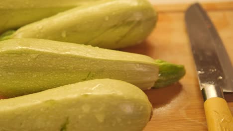 fresh zucchini on a cutting board