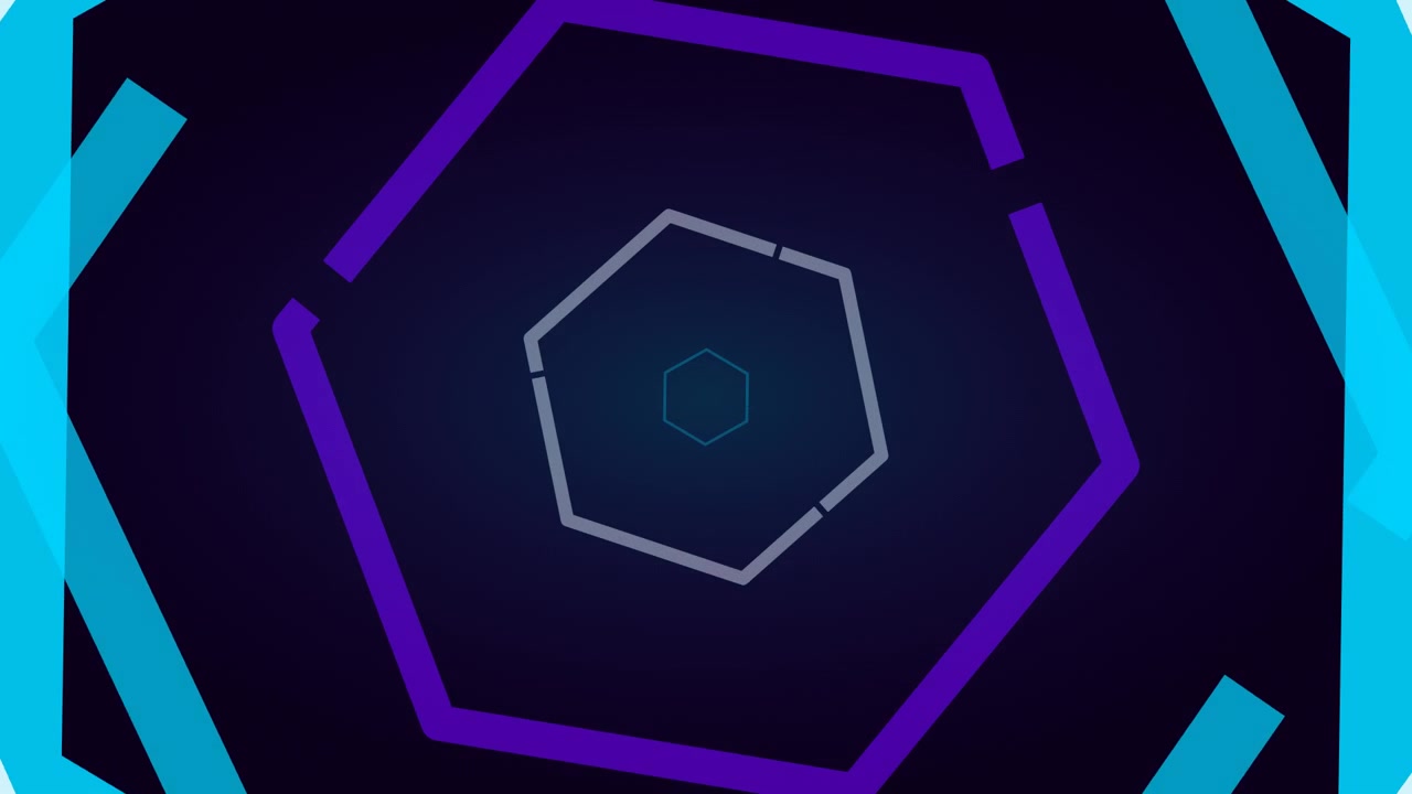 Abstract Motion Graphics Featuring Expanding Neon Hexagons