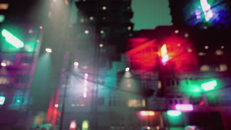 blurred night cityscape with neon lights