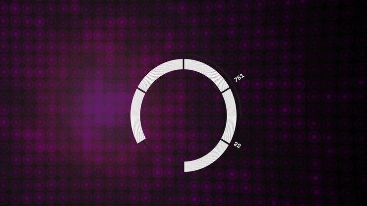 On start white ring breaking into rotating arcs with numeric tags, reassembling to show progress