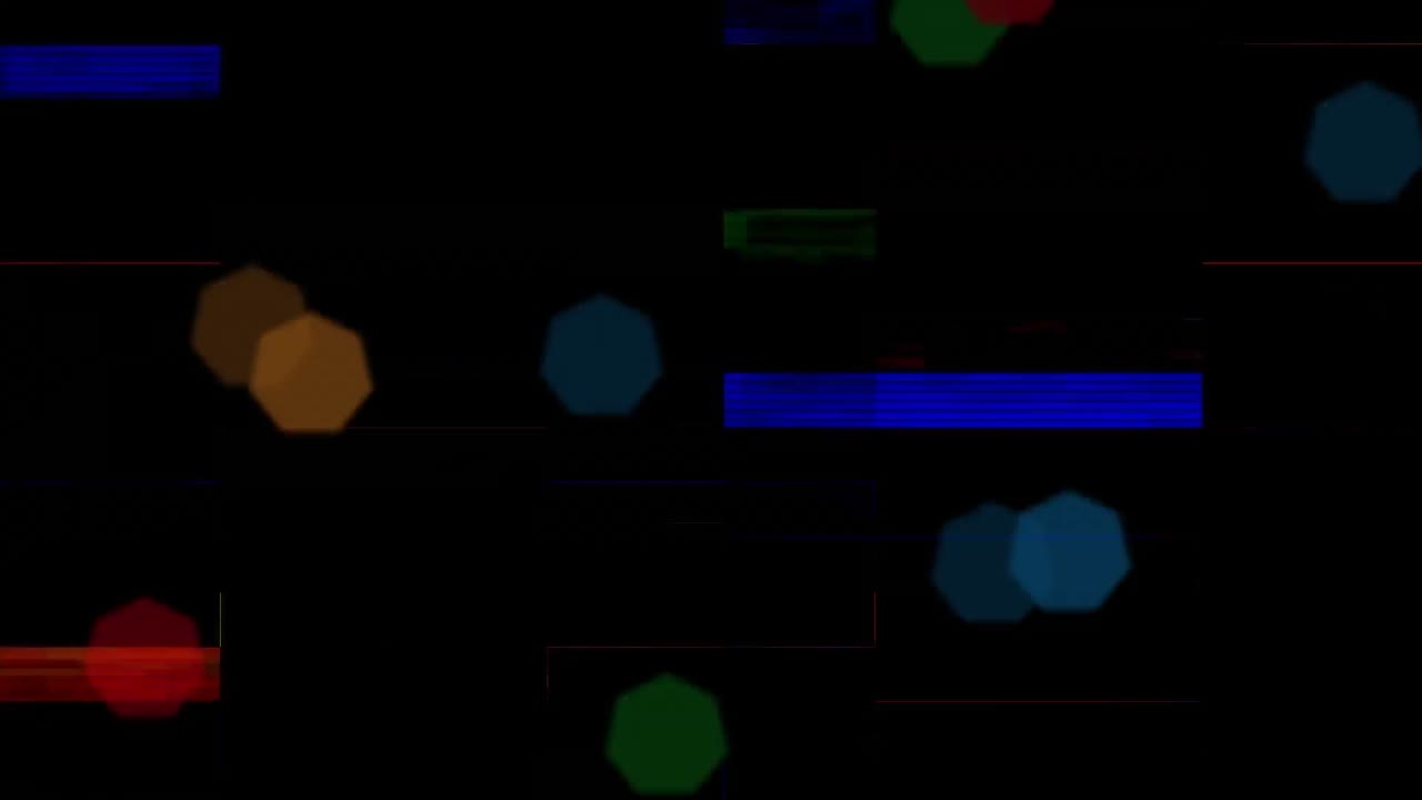 Animation of christmas fairy lights flickering over black background