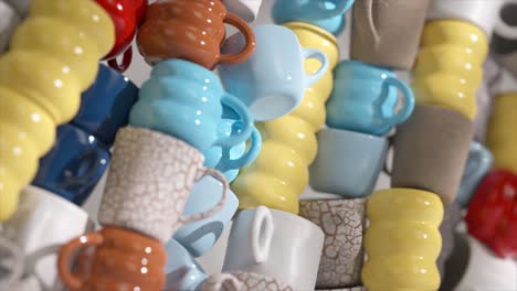 stacked colorful mugs