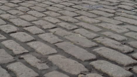 old cobbled street with grey paving in urban town