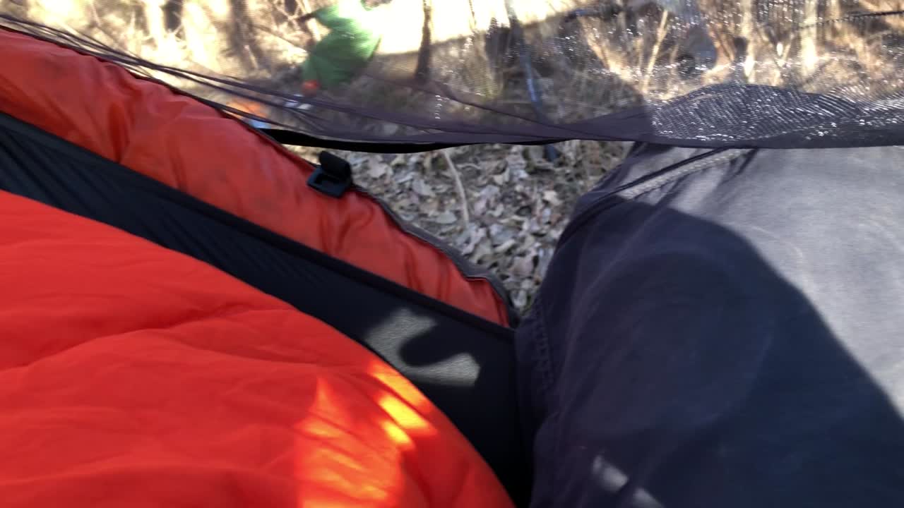 footage of hammock camping and testing
