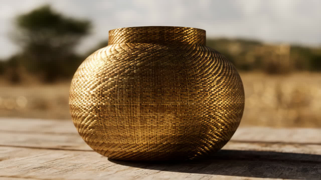 A woven golden vase
