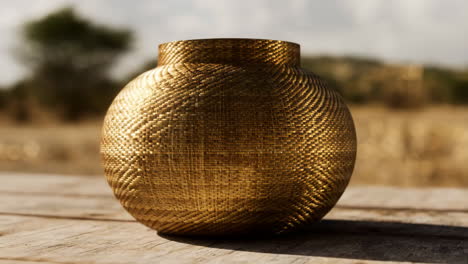 a woven golden vase