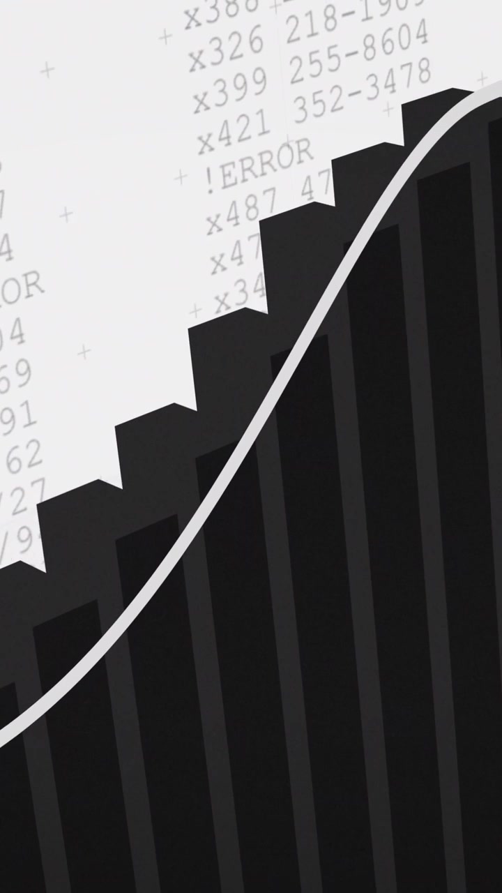 Animation of financial data processing over white background