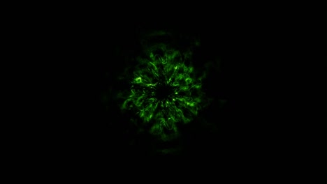a vibrant, bright green shockwave radiates outward, symbolizing energy, power, and dynamic movement with a striking, luminous effect.