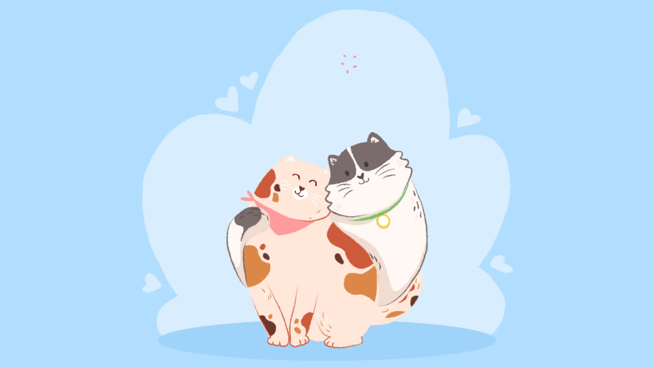 una animación de pareja de animales dibujados a mano para el día de san valentín