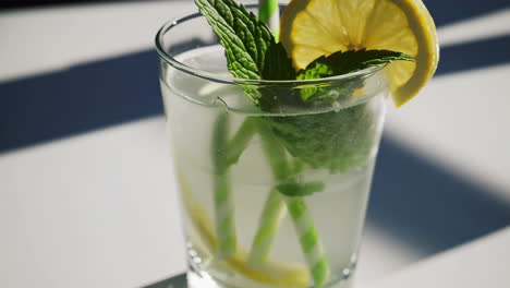 Refreshing Summer Drink with Lemon and Mint