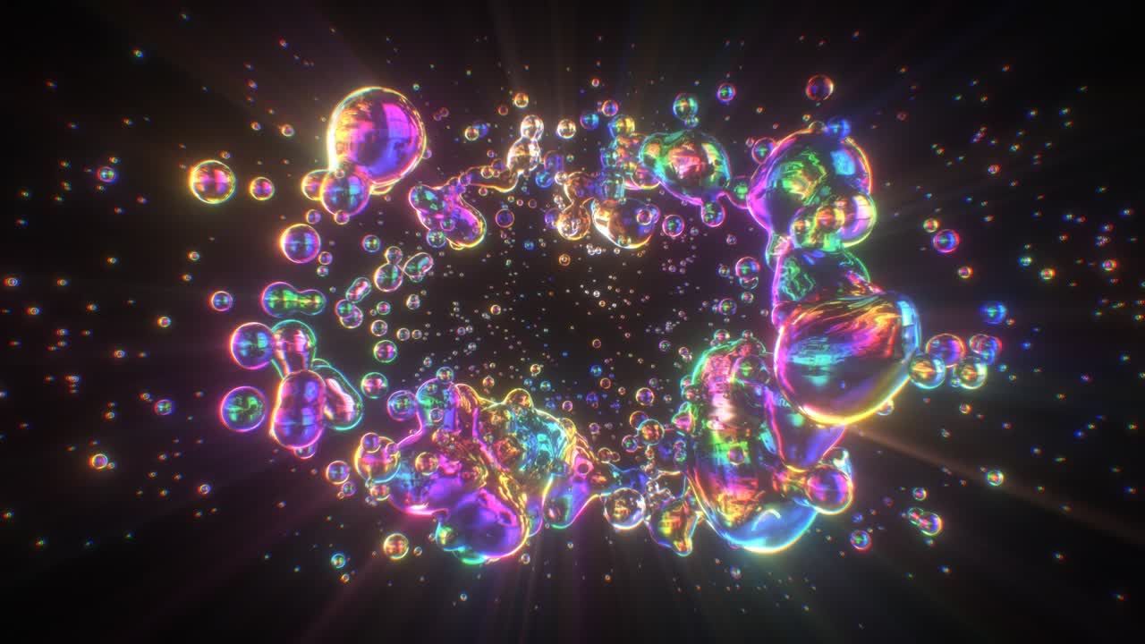 이리데센트 네온 무지개 그라디언 액체 거품 어리 흐르는 소용돌이 - 4k 원활한 vj 루프 모션 배경 애니메이션