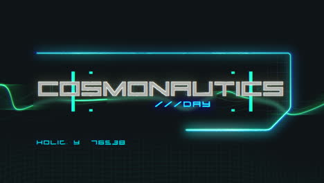 Cosmonautics Day on digital screen with HUD elements