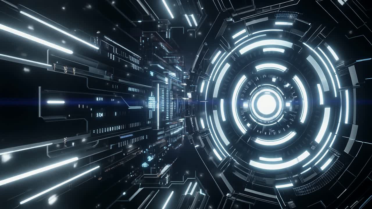 Loop continuo di un tunnel di dati digitale futuristico