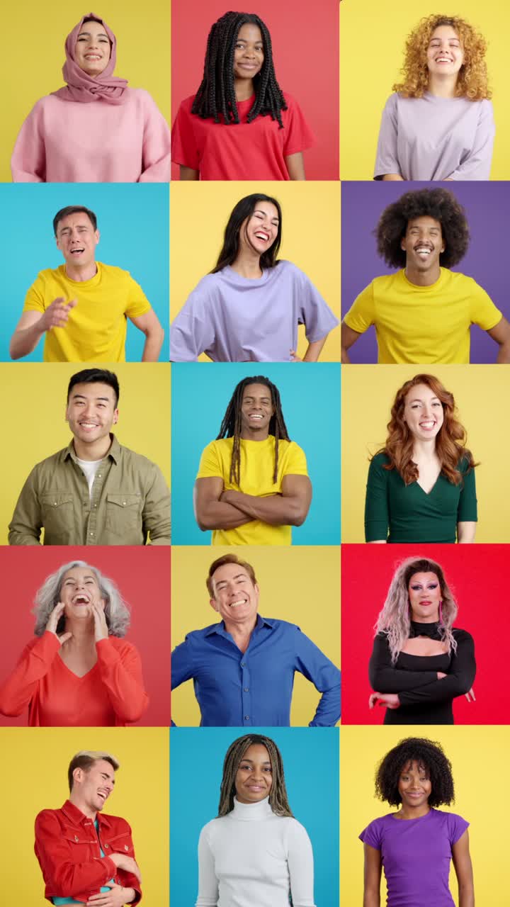 Diverse Group of People Laughing Collage