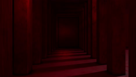 go through in the red dark tunnel, 3d rendering