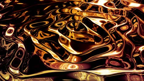 fondo abstracto en bucle con patrón líquido dorado brillante y ondulado en una superficie brillante y brillante. fluido amarillo viscoso como la superficie de papel dorado o vidrio brillante. hermoso telón de fondo festivo creativo.
