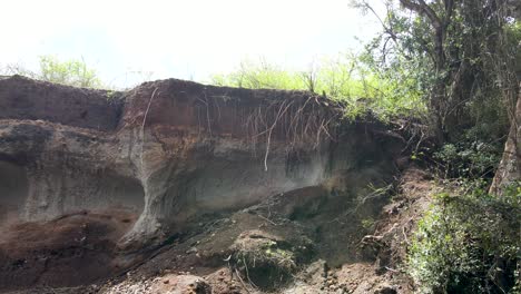 primer plano panorámico de la estructura de la pared de roca - patrón de superficie roca de sedimentación decorativa - estructura de roca