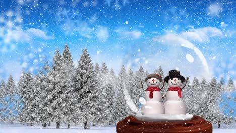 Cute-Christmas-animation-of-snowman-couple-in-magical-forest-4k