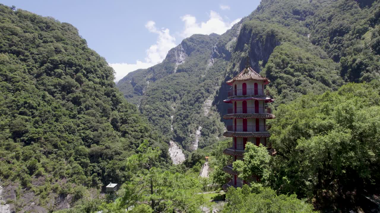 Aerial view of Xiangde Temple in Taroko National Park, Hualien county district, Taiwan