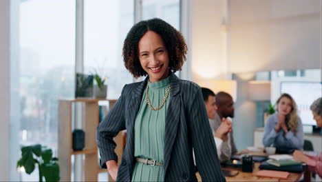 confident businesswoman leading a meeting