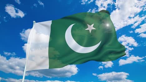 flag of pakistan with fabric structure against a cloudy sky (loopable)