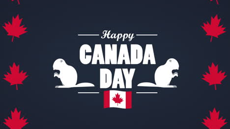 happy canada day celebration with flag and beavers