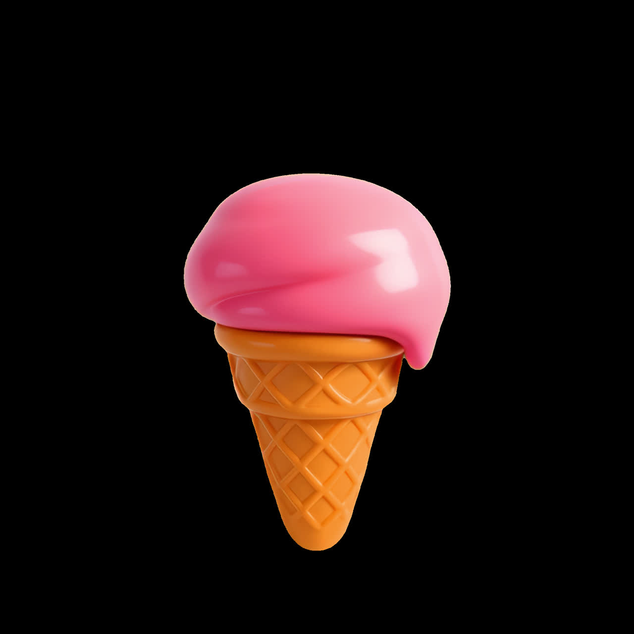 Animazione giocosa e vivace di un cono gelato, risorsa isolata, video 4K trasparente, canale alfa, ProRes.