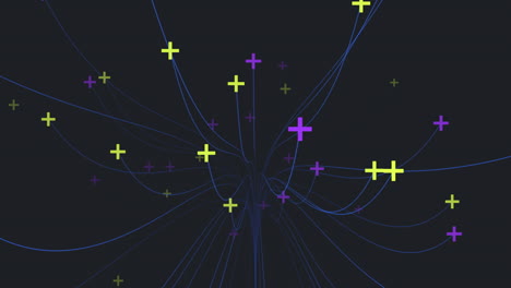 neon crosses shape with connected lines on dark space