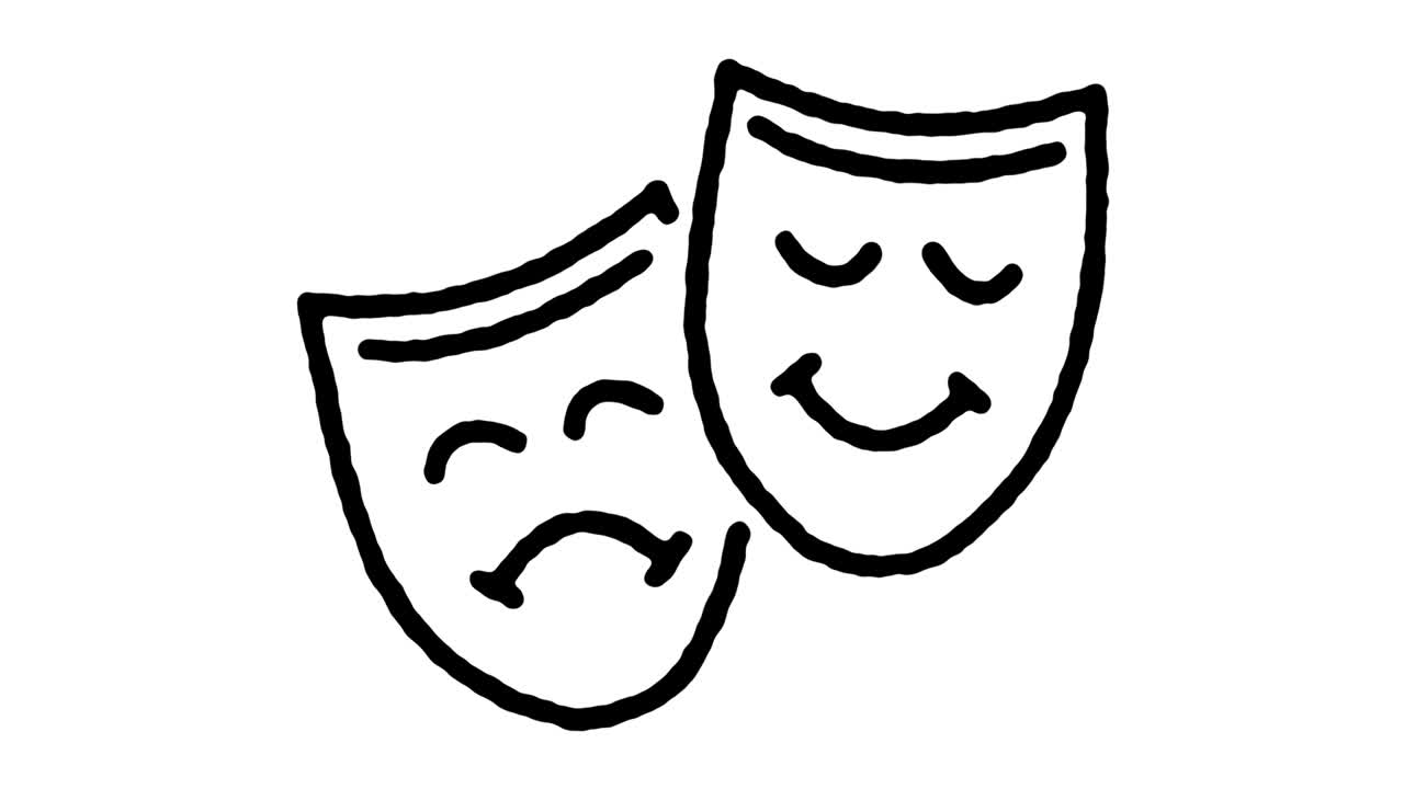 público del teatro dibujando líneas de dibujos animados