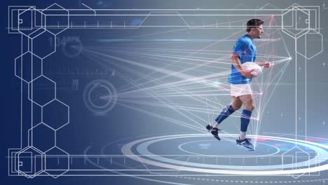 data processing of male rugby player running
