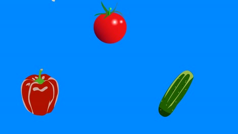 vegetables elements animation chroma key background removable, seamless loop