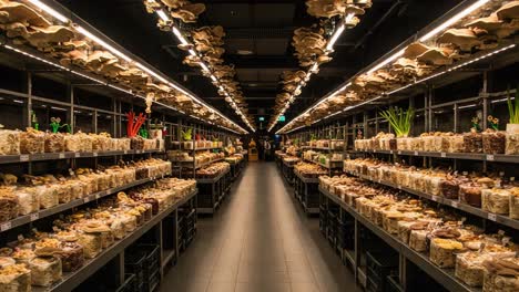 a stunning aisle of preserved delicacies: a visual journey through a unique store featuring jars of varied ingredients and vibrant decorative elements